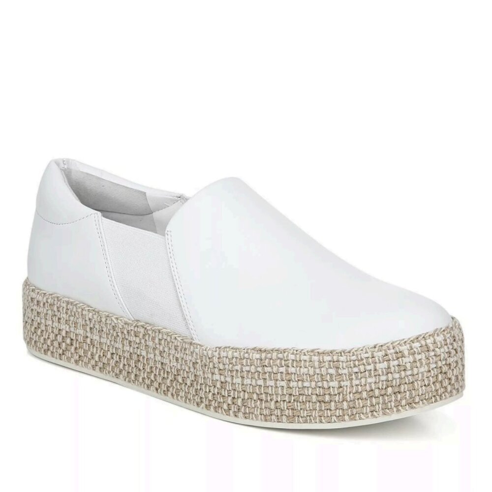 Vince  Wilden Leather Espadrille Platform Sneakers White Size 10